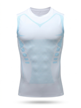 Débardeur sculptant homme Belyform, coloris blanc et bleu