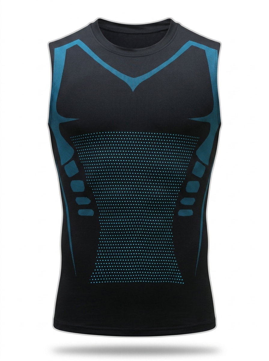 Débardeur sculptant homme Belyform, coloris noir et bleu